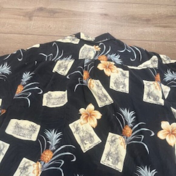 Jamaica Jaxx Silk Hawaiian Shirt Mens XL Black Button Up Short Sleeve EUC - Picture 7 of 10